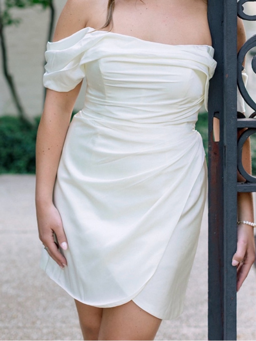 ASOS Ivory Off-Shoulder Strapless Cocktail Dress